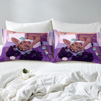 African American Girls Comforter Sets, Pretty Black Girls Love Music Purple Duvet, Fluffy Afro Gilrs Comforter Bedding Set, Queen Size Black Girls Magic Comforter Sets 1 Comforter +2 Pillowcases