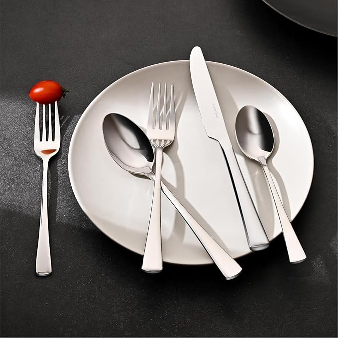 KINGSTONE Silverware Set for 12, 65-Piece Forged 18/10 Stainless Steel Flatware Set, Mirror Finish Cutlery Set Dishwasher Safe for Home, Restaurant, Wedding, Party