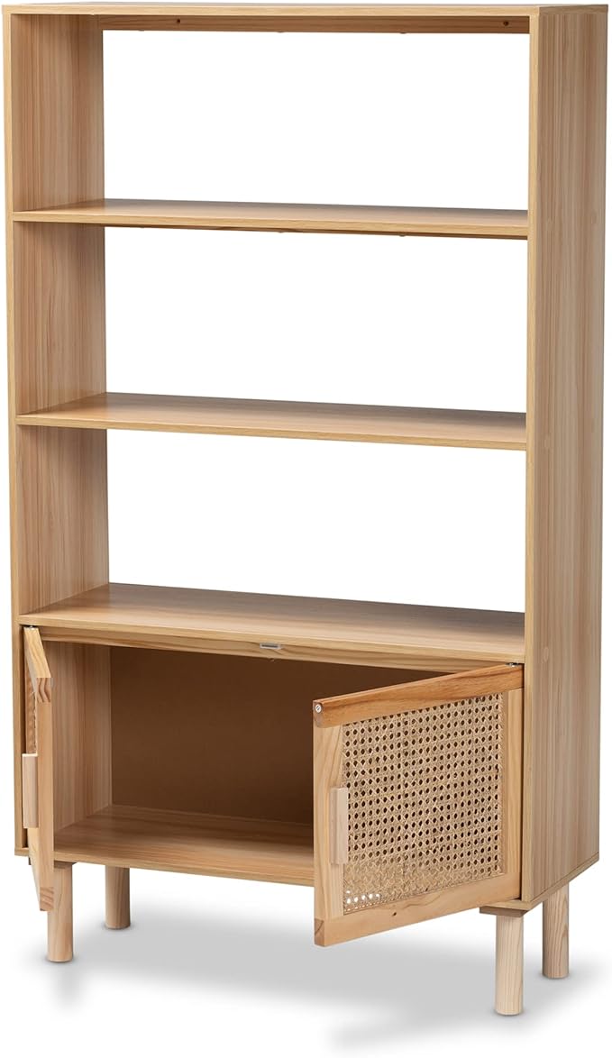 Baxton Studio Faulkner Bookcases, Beige/Natural Brown