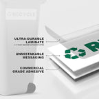 Recycle Sticker for Trash Bins – Heavy Duty, Recycle Only Sticker - 3-5 Year Indoor/Outdoor Rated - Heavy Duty, Weather Proof, Ultra Durable - USA Made (6x2 inch), 4 Labels