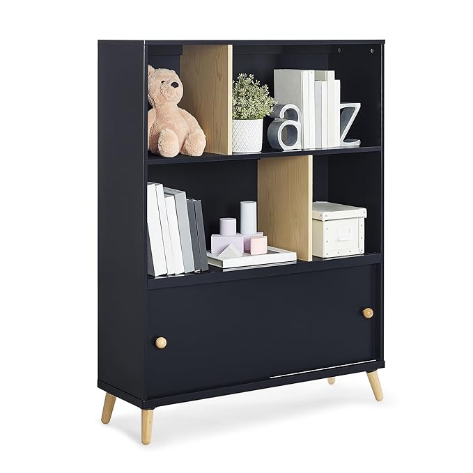 Delta Children Essex Bookcase - Greenguard Gold Certified, Black/Natural