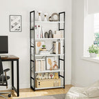 OTK 5 Tier Bookshelf, Tall Bookcase, Office Shelf Storage Organizer, Modern Book Shelf for Living Room, Bedroom, and Home Office, White Marble
