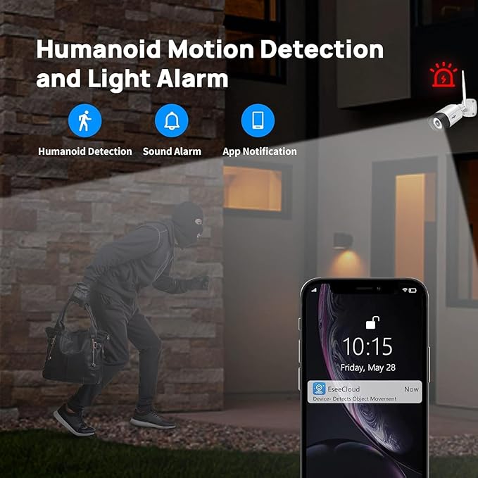 Hiseeu 2K Wireless Pro Security Camera Wireless Outdoor, 2-Way Audio, 3MP Surveillance Cameras, IP66 Waterproof, 2.4Ghz & 5Ghz, Motion Detection, SD Storage, Compatible with System, Work with Alexa
