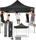 COBIZI 10x10 Pop Up Canopy Without Sidewall,Heavy Duty Canopy UPF 50+ All Season Wind Waterproof Commercial Outdoor Wedding Party Tents for Parties Canopy Gazebo with Carry Bag(10 x 10 ft Black)
