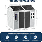 CDCASA 8x6 FT Resin Storage Sheds with Floor, Waterproof Large Outdoor Sheds & 2 Windows,Outside Plastic Tool Shed for Backyard Garden Patio Lawn