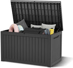 NUNU LAB 230 Gallon Large Resin Deck Box, Waterproof Outdoor Storage Box, Lockable Storage Bin for Patio Furniture, Garden Tools, Pool Accessories, UV-Resistant & All-Weather, Black