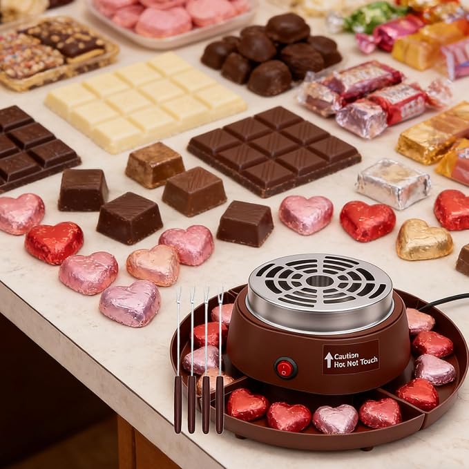 MAVIS LAVEN 2 in 1 Electric Smores Maker, Tabletop Roaster and Chocolate Fondue Pot with 4 Roasting Forks and Detachable Trays (US Plug 110V)