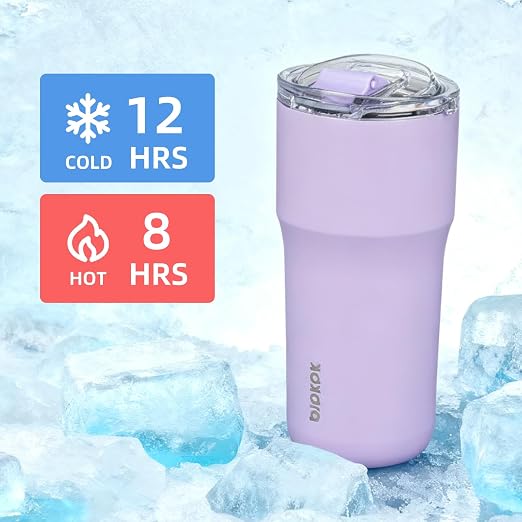 BJPKPK 20oz Spill Proof Coffee Tumbler, Insulated Stainless Steel Cup | Double Wall Vacuum, Leakproof Lid, Keeps Hot/Cold/Iced, BPA Free, Dishwasher Safe, Cupholder, Travel, Lavender
