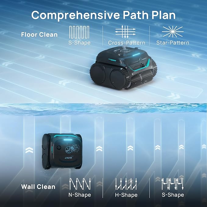 (2025 New) WYBOT C2 Vision Robotic Pool Cleaner with Camera, 8-in-1 Pool Vacuum for Inground Pools, Powerful Suction, Ultra-Fine Filter Pool Robot, Wall Climbing, Smart Navigation, Black
