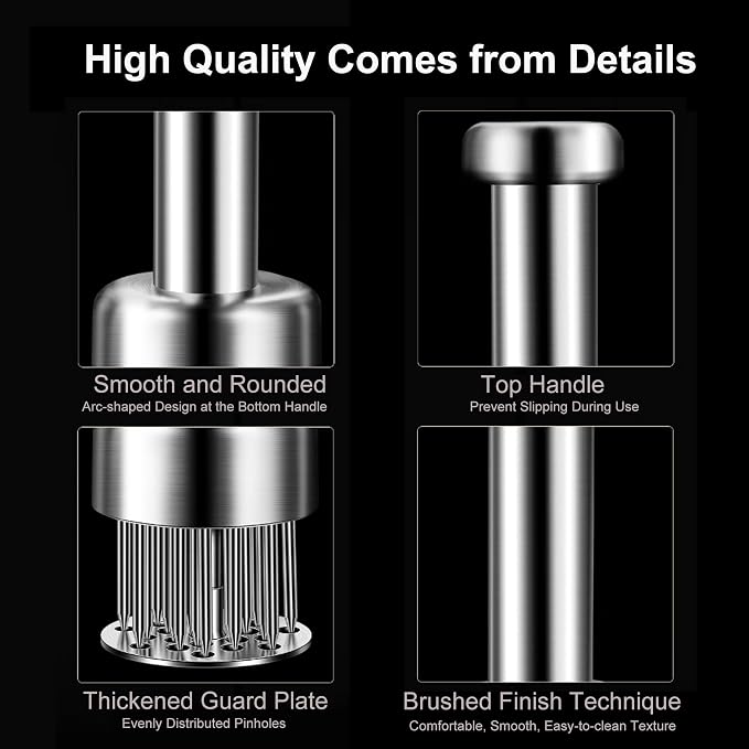 Stainless Steel Meat Tenderizer Tool, 21 Sharp Needles, Meat Piercing, Tenderizing Steak, Beef, Chicken, Pork, Barbecue, Marinating, Small Meat Grinder