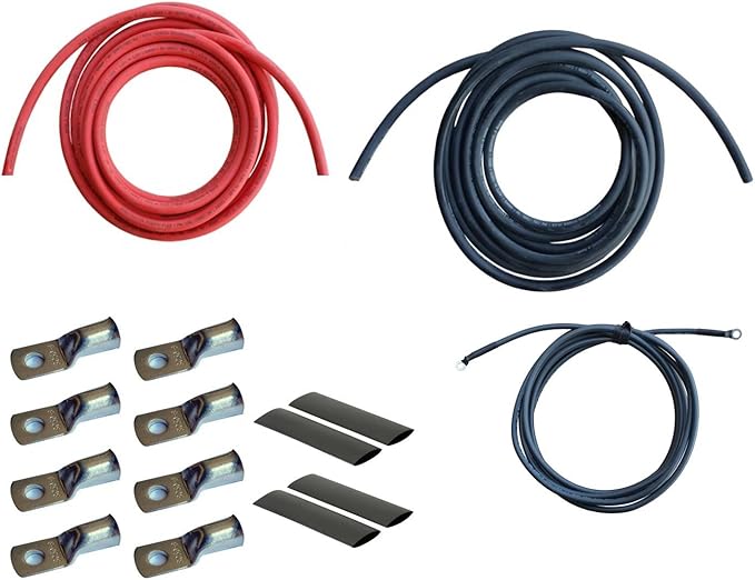 WindyNation 6 Gauge AWG (15 Feet Black + 15 Feet Red) Power Inverter Battery Cable Wire Kit for DC to AC Inverters RV, Car, Solar, Marine, Off-Grid