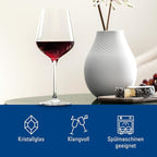 Villeroy & Boch La Divina Collection Bordeaux Goblet, Set of 4, Crystal Glass, 22 oz Capacity | Crystal glass Bordeaux goblets, made in Europe, dishwasher safe, curved lines showcase a classic red's bouquet