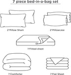 Bedsure Bed in a Bag King Size 7 Pieces, Purple White Striped Bedding Comforter Sets All Season Bed Set, 2 Pillow Shams, Flat Sheet, Fitted Sheet and 2 Pillowcases
