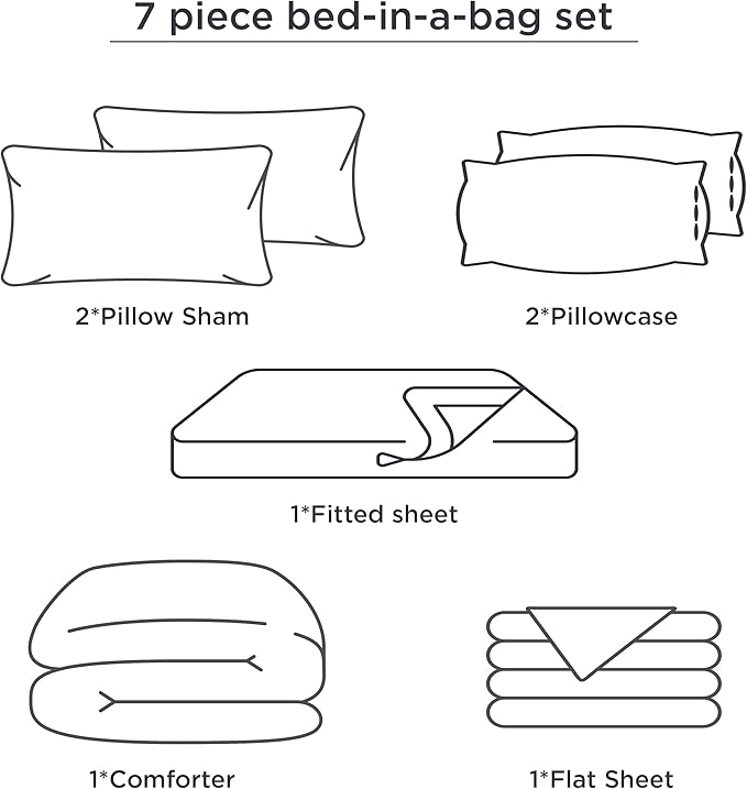 Bedsure Bed in a Bag Twin Size 5 Pieces, Burnt Orange White Striped Bedding Comforter Sets All Season Bed Set with 1 Pillow Sham, Flat Sheet, Fitted Sheet and 1 Pillowcase
