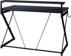 OSP Home Furnishings Emulator Battlestation Gaming Desk with RGB LED Lights, Black