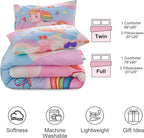 Aimuan Girls Unicorn Comforter Set 3 Pieces Pink Purple Bedding Set with Rainbow Star Galaxy Stars Fantasy Children Room Decor Soft Reversible Bed Sets for Boys/Girls/Teens (Pink Blue Twin3Pcs)