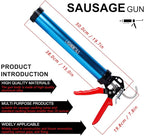 Three bearing energy-saving blue aluminum tube universal sausage glue gun, reusable to prevent dripping, 12:1 thrust, uniform thrust (two pieces)