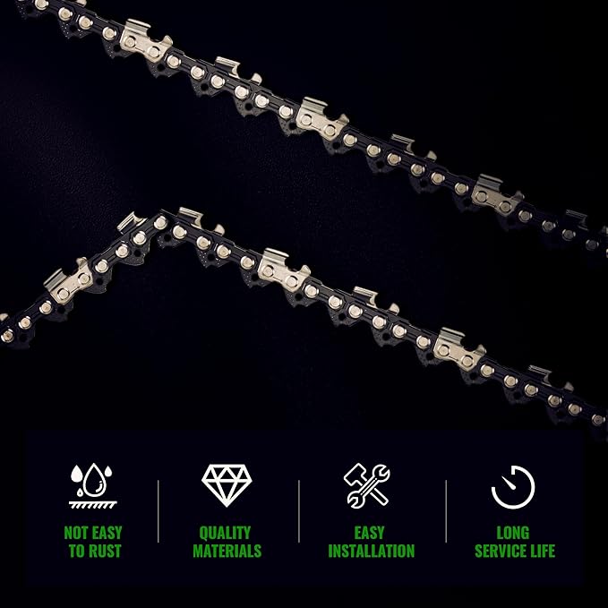 16" Chain and 16” Guide Bar Pitch: 3/8” Low Profile 57Drive Links Replacement Chain For Electric Chainsaw Gas Chainsaws .050" Gauge