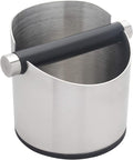DIBTSA Espresso Knock Box, Stainless Steel Coffee Grounds Knock Box, With Removable Knock Bar and Non-Slip Rubber Base (Silver)