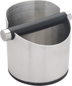 DIBTSA Espresso Knock Box, Stainless Steel Coffee Grounds Knock Box, With Removable Knock Bar and Non-Slip Rubber Base (Silver)