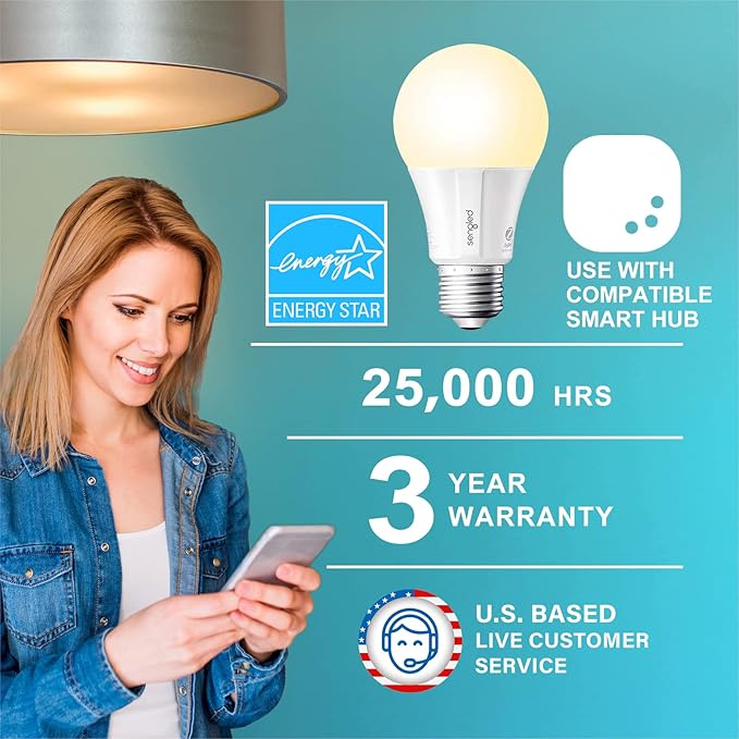 Sengled Zigbee Smart Light Bulbs, Smart Hub Required, Works with SmartThings and Echo with Built-in Hub, Voice Control with Alexa and Google Home, Soft White 60W Eqv. A19 Alexa Light Bulb, 6 Pack