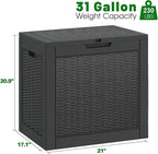 Outdoor Storage Box,2 Packs 31 Gallon Deck Box, Large Resin Storage Cabinet for Gardening Tools, Patio Pillow, Lockable, Waterproof and UV Resistant