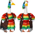 Suzile Hippie Goose Outfit Tie Dye Party Decoration Dresses Clothes for 23" High Cement or Plastic Porch Goose Costume for Holiday Yard Lawn Outdoor Garden Patio Groovy Party Rainbow Pride Statue