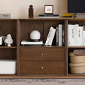 YESWOOD Modular Bookcase Storage Cubes, 100% Solid Rubberwood TV Stand Free Combination, Small Walnut Color Buffet Cabinet for Living Room Bedroom Study