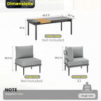 Sundale Outdoor 2 Pieces Metal Patio Furniture Set, Outdoor Sectional Sofa w/6 Inch Olefin Cushion, Modern Outdoor Conversation Sets for Porch, Balcony