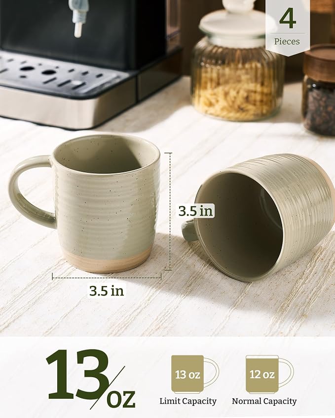 famiware Coffee Mugs Set of 4, 13 oz Mug Set, Ceramic Cup Set with Handle for Coffee, Tea, Cocoa, Milk, Constellation Series, Honey