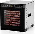 8-Tray Food Dehydrator, 400W, Stainless Steel, 195°F & 24H Time Control | Visible Window Built-in Lighting Stainless Steel