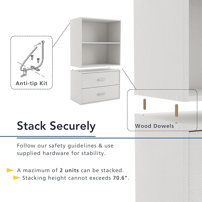 Apexa 6 Cube Storage Organizer Shelves, Stackable Wood Bookcase Fits Cubby Bins for Organization, Dorm Teen Room Decor & Home Office, Steel Blue