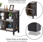 FATORRI Rustic 6 Cube Storage Organizer with Shelf, Wood and Metal Cubby Bookcase, Industrial Horizontal Bookshelf (Walnut Brown, 47 Inch)