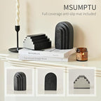 Decorative Bookends for Shelves, Set of 2 Book Ends for Heavy Books, Layered Arch Design Black Bookend
