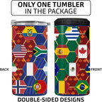 Funny Can Cooler 2026 Soccer Football Merchandise, International Country Flags Accessories Decorations, 4-IN-1 Can Cooler Stainless Steel Tumbler Gifts for Soccer Fans
