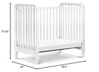 DaVinci Jenny Lind 3-in-1 Convertible Mini Crib in White, Removable Wheels, Greenguard Gold Certified