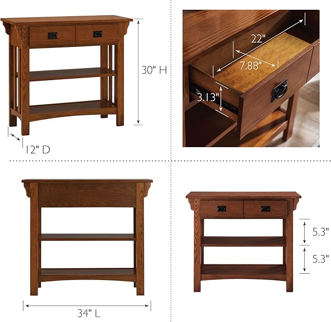 Leick Home 8261 Mission Impeccable Wood Bookcase with Drawers in Medium Oak