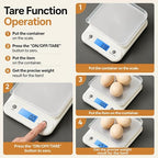 Digital Food Scale for Kitchen 11lb/0.1oz, 5kg/0.1g, Kitchen Scale for Cooking Baking, Built-in 300mAh Li-Battery, Rechargeable Type-C Charging White (1)