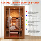 2 Person Infrared Sauna Room with Red Light Therapy, Wood Indoor Saunas Spa with WiFi Control, Oxygen Bar, Speaker, Backrest, 1800W/220V, Ideal Sauna for Gym, Home (Canadian Hemlock)