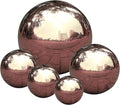Nerien Gazing Ball, Stainless Steel Garden Mirror Globe, Polished Ornament Sphere, Hollow Floating Reflective Hemisphere, for Home Outdoor Pond Housewarming Swimming Pool Decoration, Rose Gold, 5Pcs
