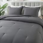 Dark Gray Comforter Set King, Solid Grey Down Alternative Bedding Comforter Set, Breathable Fluffy Microfiber Comforter King Size (104"x90") for All Seasons with Pillowcase…