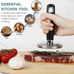 Meat Pounder Tenderizer, Stainless Steel Kitchen Meat Tenderizer Hammer, Round Chicken Flattener Tool with Comfortable-Grip Rubber Handle for Flattening Cutlets and Tenderizing Meat
