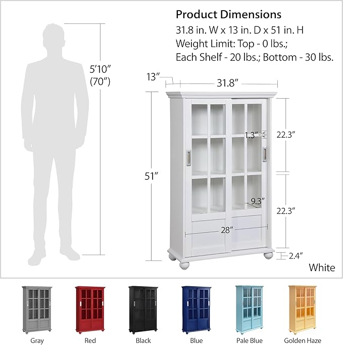 Ameriwood Home Aaron Lane Bookcase with Sliding Glass Doors, Black