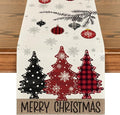 Artoid Mode Red Pine Trees Merry Christmas Table Runner, Winter Xmas Holiday Kitchen Dining Table Decoration for Home Party Decor 13x48 Inch