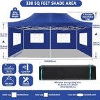COBIZI 13x26 Pop Up Canopy with 6 Sidewall,Heavy Duty Canopy UPF 50+ All Season Wind Waterproof Commercial Outdoor Wedding Party Tents for Parties Canopy Gazebo with Roller Bag(13 x 26 ft Dark Blue)