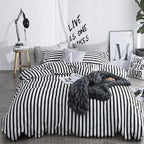White and Black Stripes Comforter Set Twin Women Bedding Set Soft Durable White Striated Bedding Set Black Stripes Ticking Quilts Hotel Quality Comforter Set Girls White Black Stripes Bed Set