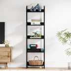 5 Tier Narrow Bookshelf: Tall Bookcase Book Shelf for Bedroom, Industrial Modern Bookshelves for Small Spaces (Black)