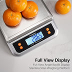 ATOGOU 66lb Food Scale, Commercial Kitchen Scale Plug-in Usable with Full View LCD Display, Stainless Steel, for Baking, Bread, Cooking, Meat, Vegetables, Farm, Industry LC200 Silver