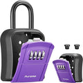Puroma Key Lock Box Outdoor 4 Digit Code Combination Lockbox House 1 Purple | For Contractors Guest Realtor Storage Keys, Portable, Home Wall Mount, Resettable, Combination, Weatherproof, High-capacity