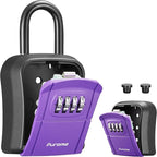 Puroma Key Lock Box Outdoor 4 Digit Code Combination Lockbox House 1 Purple | For Contractors Guest Realtor Storage Keys, Portable, Home Wall Mount, Resettable, Combination, Weatherproof, High-capacity